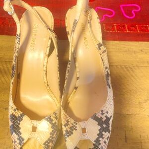 Nine West Women's Snakeskin Slingback Heels